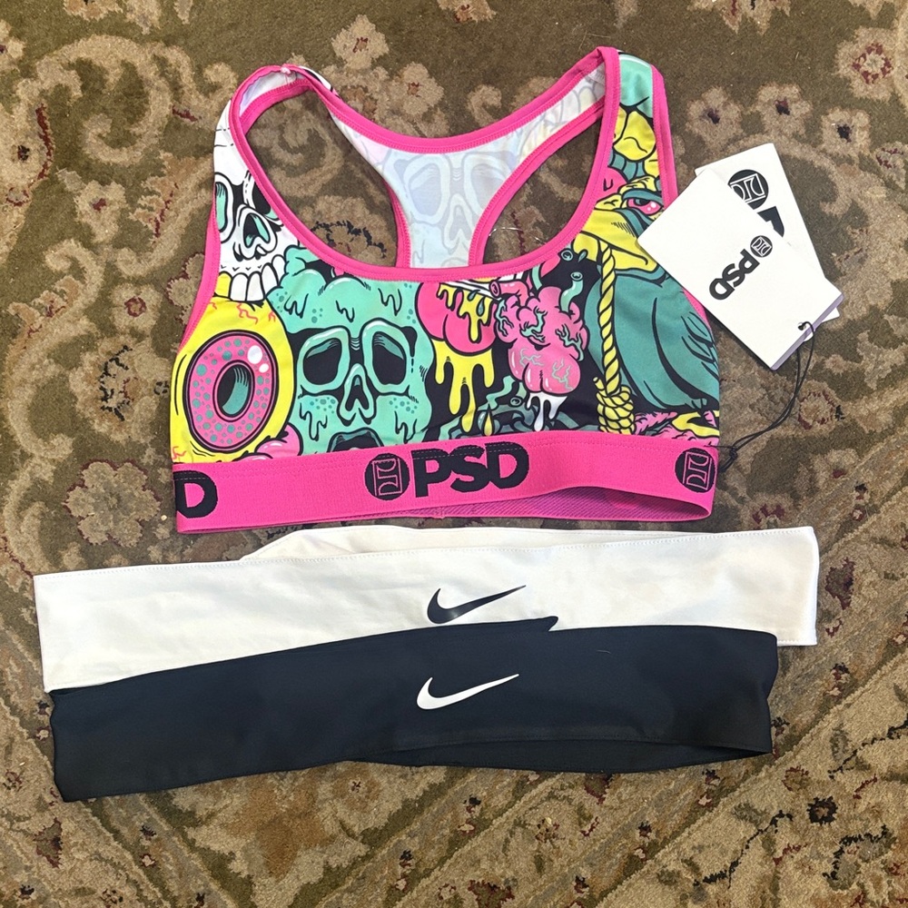 PSD Neon Skull Graphic Sports Bra
